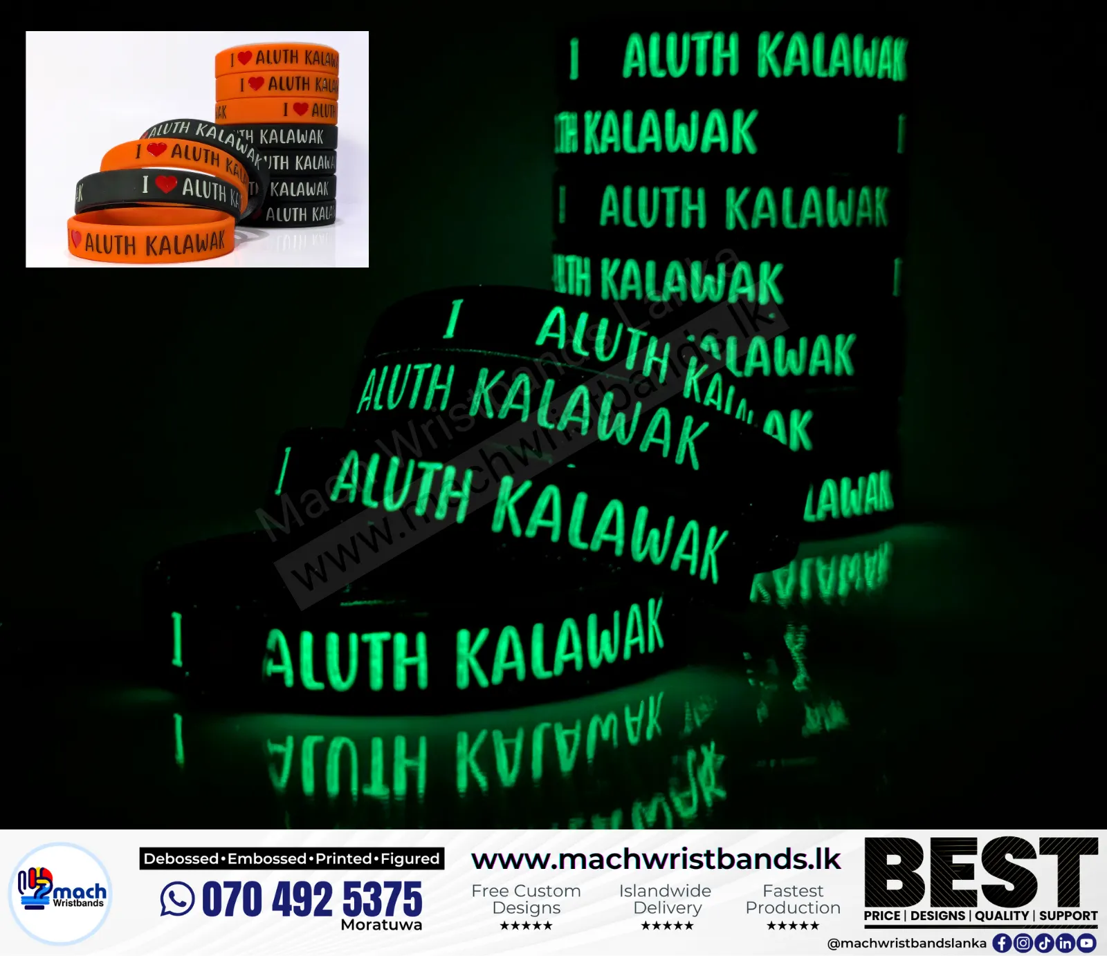 Luminous deboss bracelets